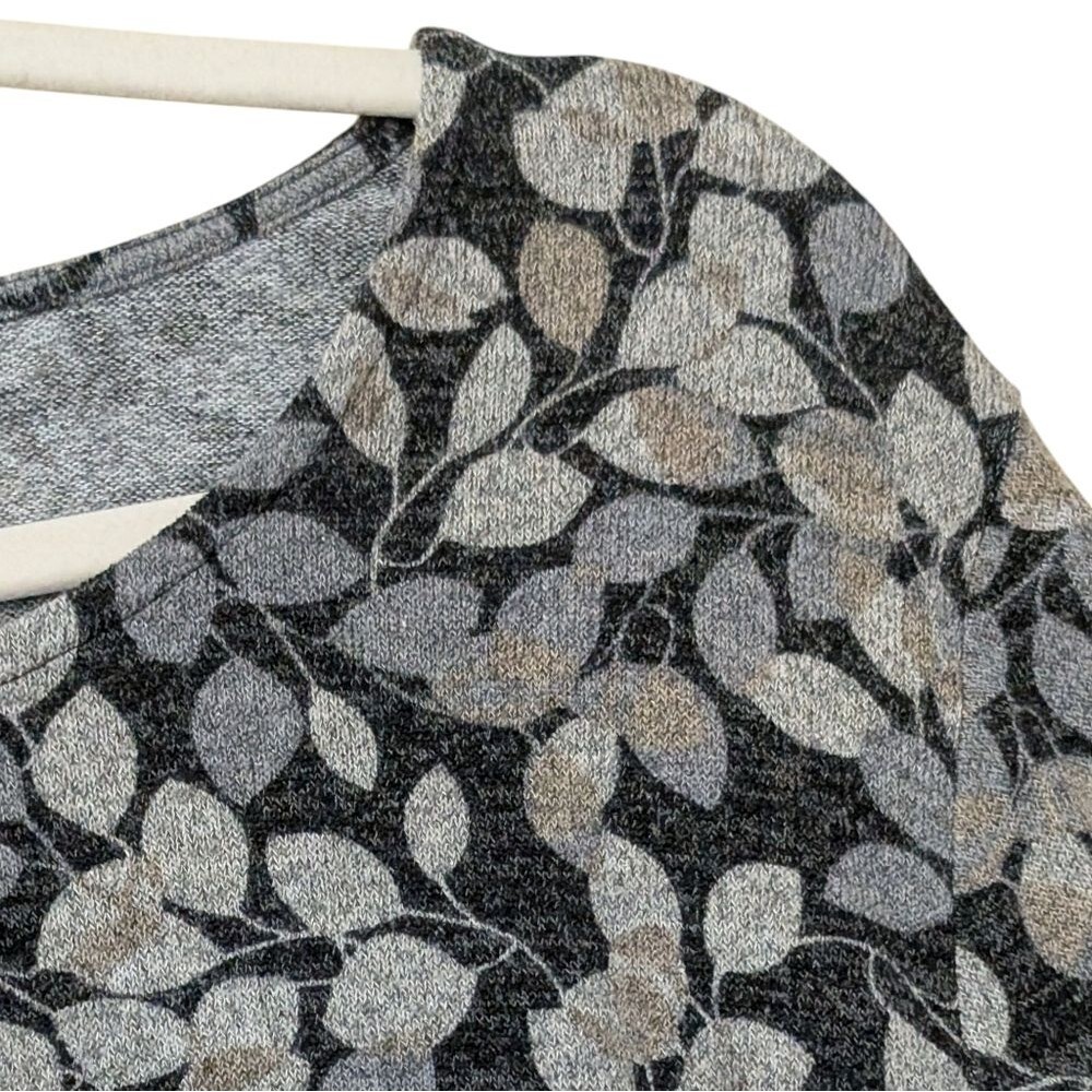 Style & Co knit top women's 3X leaf print lantern sleeve scoop neck plus - Picture 9 of 10